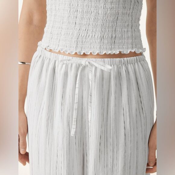 NWT OGL Summer Classic Striped Wide Leg Pants with Pockets - Off Black Stripe - Picture 10 of 11